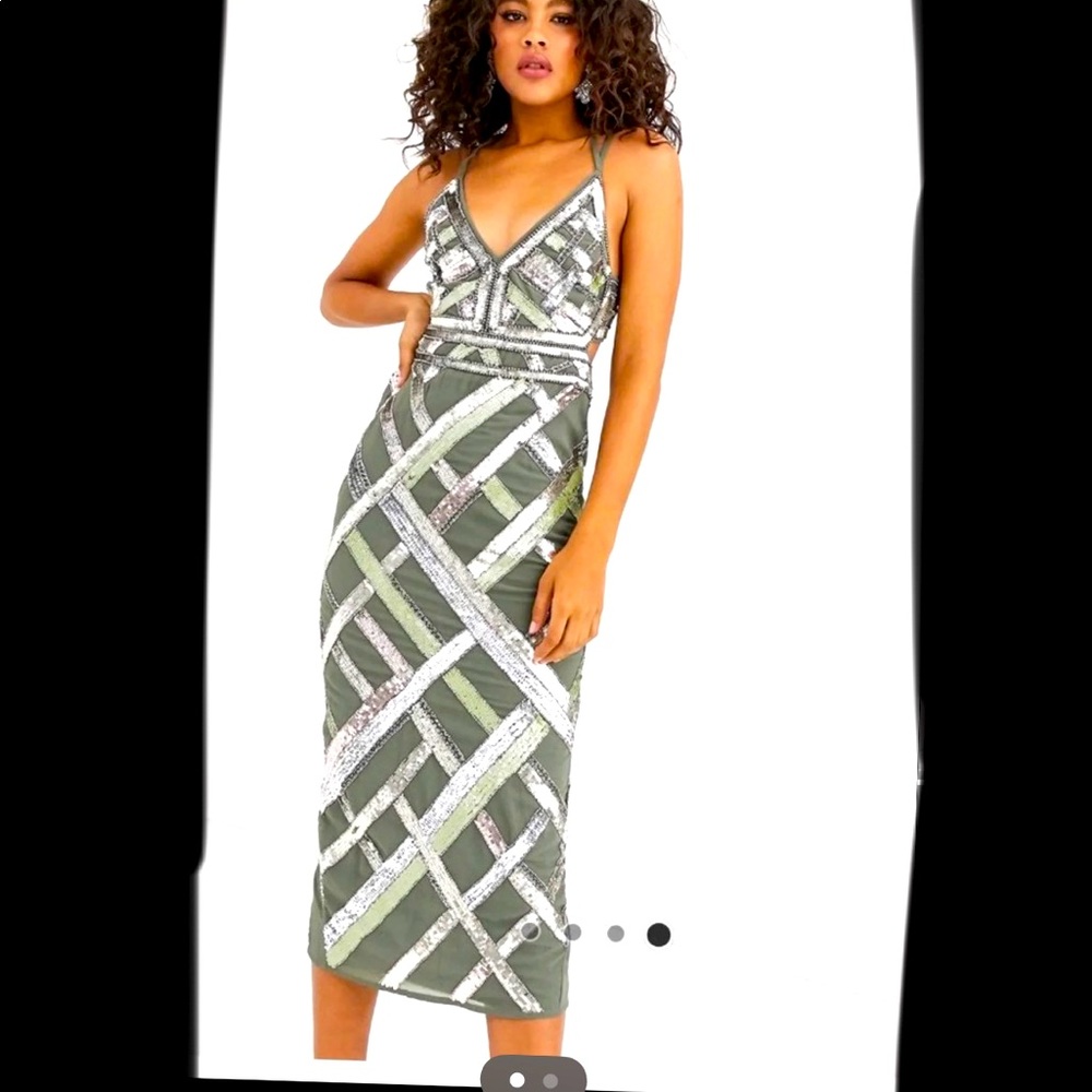 ASOS EMBELLISHED MIDI DRESS SIZE 14